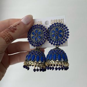 Blue indian earrings